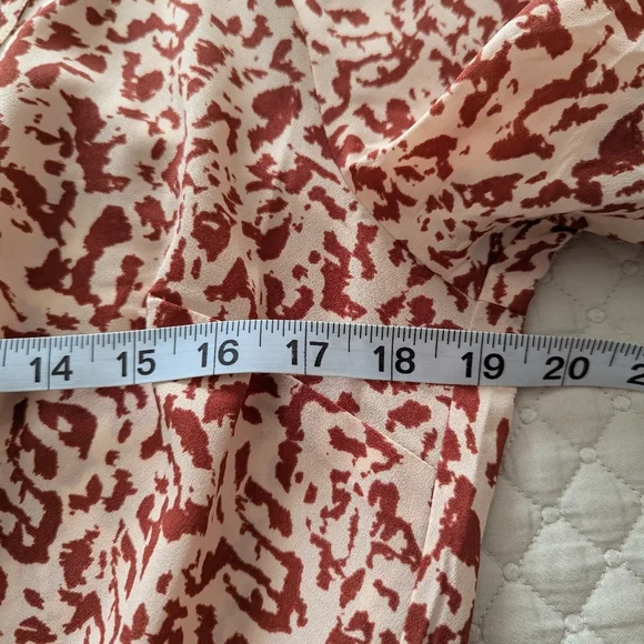 CAbi Sienna Ruffle‎ Trim Dress #5406 Rust Leopard Abstract Print  Small - Picture 7 of 9